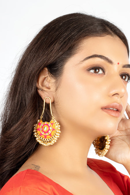 Sunflower Mustard Yellow Silk Thread Embroidered Chaandbaalis - Image 2
