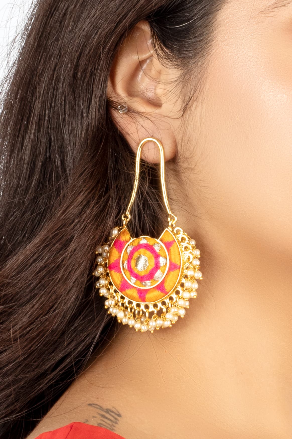 Sunflower Mustard Yellow Silk Thread Embroidered Chaandbaalis