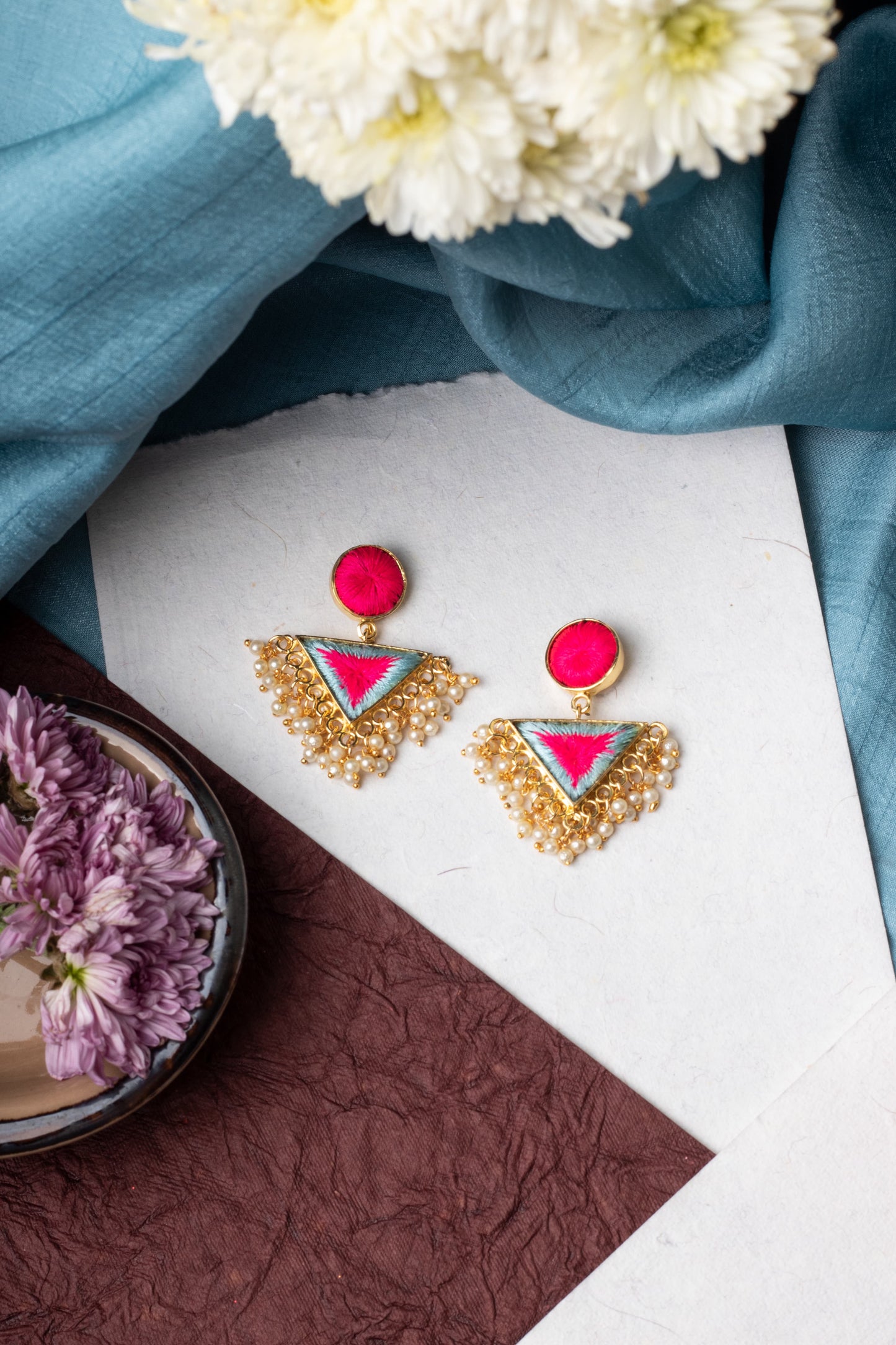 Aqua Petal Drop Earrings – Earrings from Bauble Bazaar
