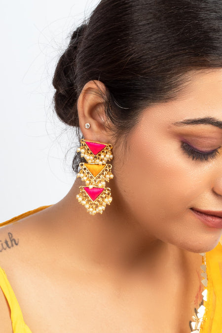 Peppy Petals Silk Embroidered Danglers - Image 2