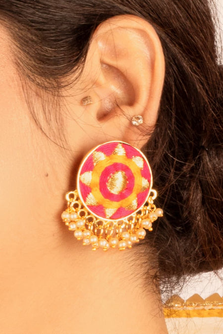 Golden Petal Stud Earrings - Image 2