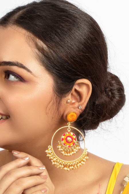 Fiesta Flare Embroidered Jhumkas - Image 2