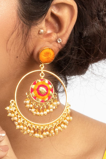 Fiesta Flare Embroidered Jhumkas - Image 3