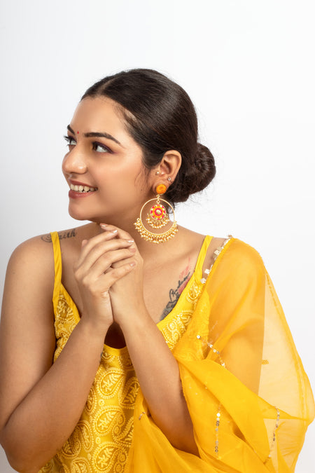 Fiesta Flare Embroidered Jhumkas - Image 1