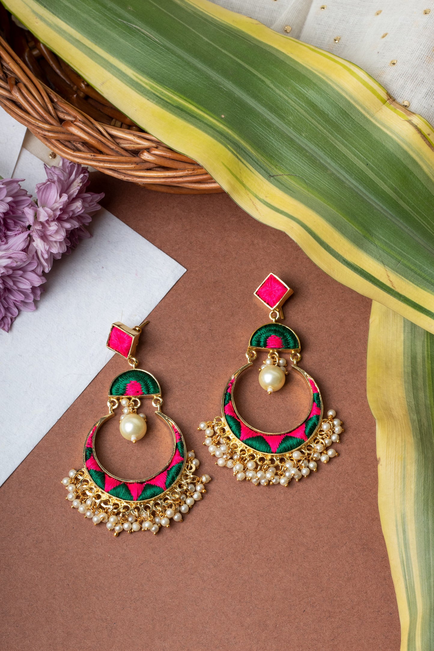 Emerald Rosette Chandbaalis – Earrings from Bauble Bazaar