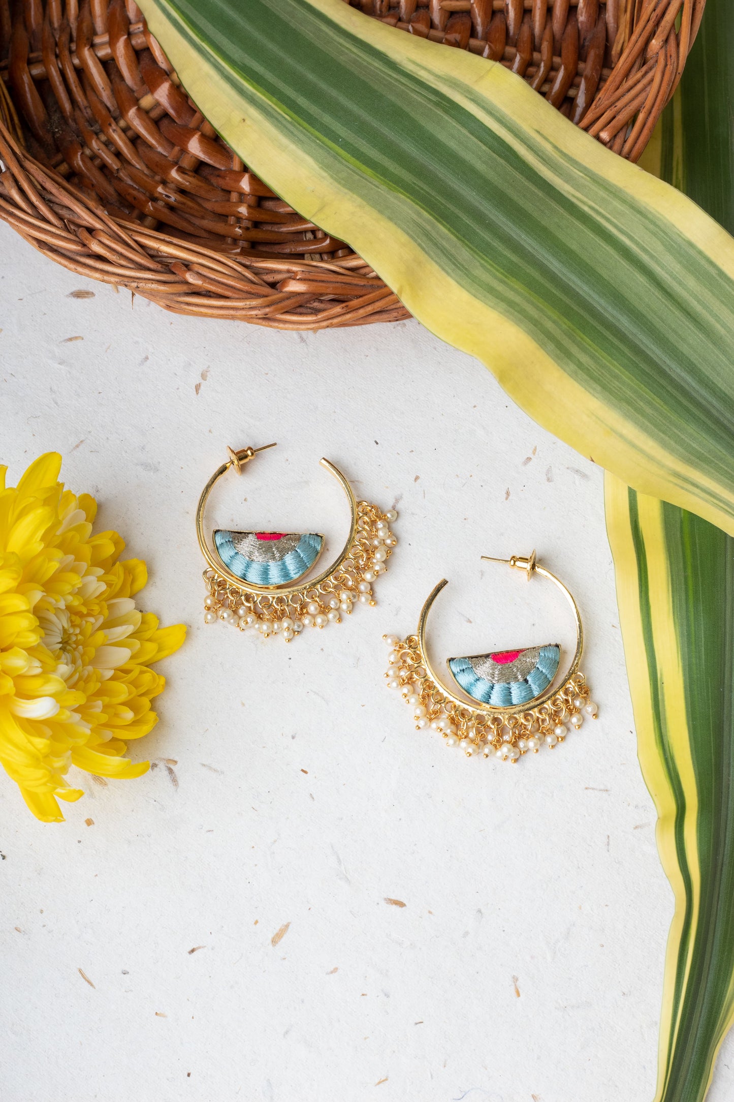 Azure Blossom Hoop Earrings – Earrings from Bauble Bazaar