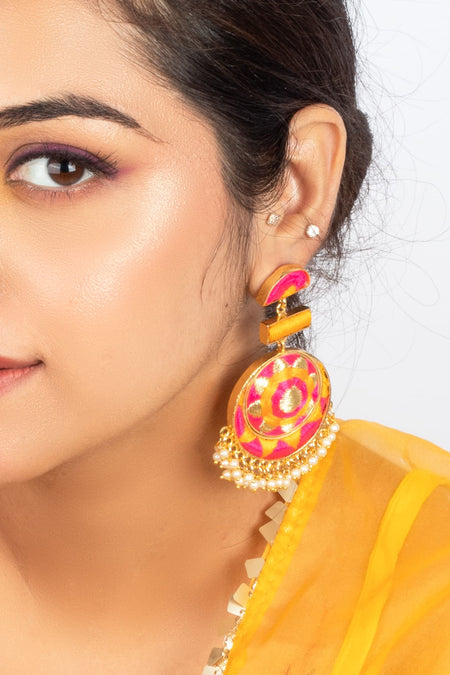 Golden Glow Silk Thread Earrings - Image 2