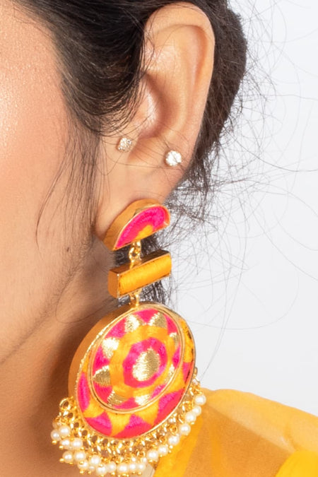 Golden Glow Silk Thread Earrings - Image 3