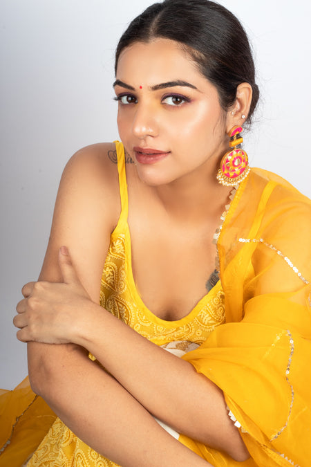 Golden Glow Silk Thread Earrings - Image 1