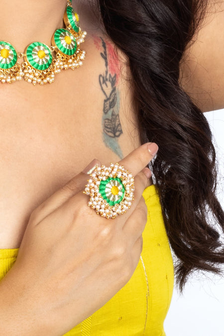 Zest Bloom Lime Green & Yellow Ring - Image 1