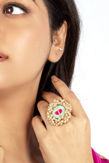 Blush Ice Embroidered Ring - Image 2