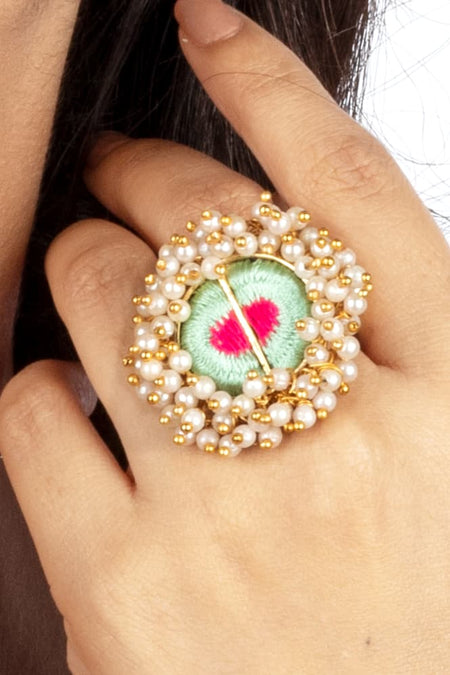 Blush Ice Embroidered Ring - Image 3