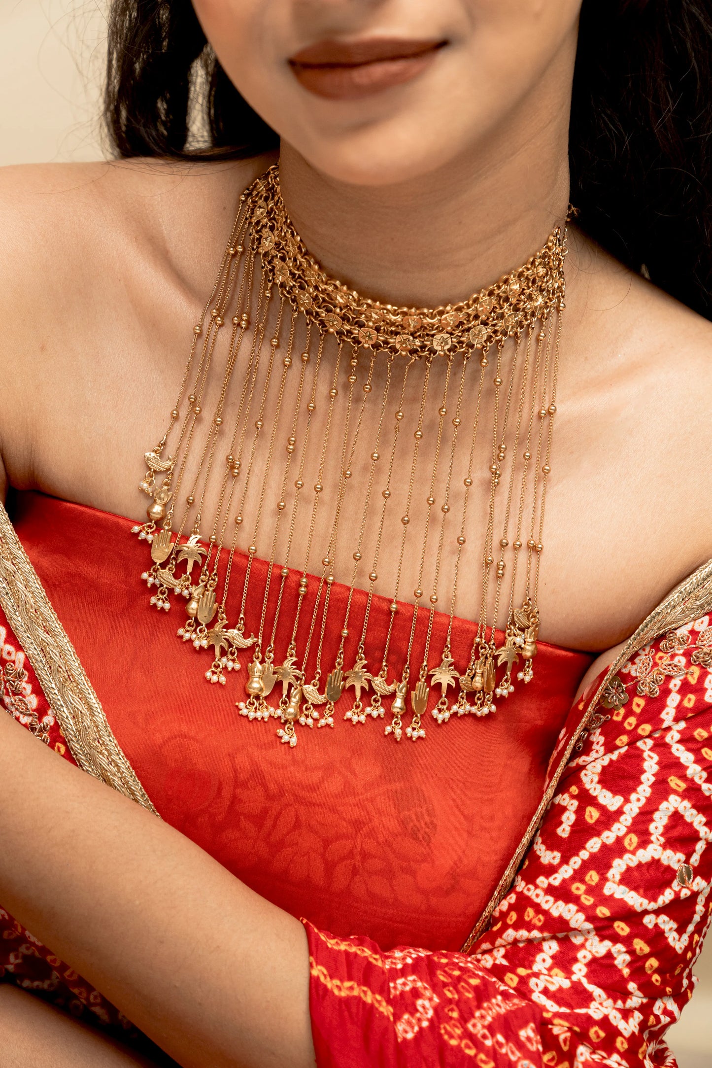 Nritya Leher Fringe Choker