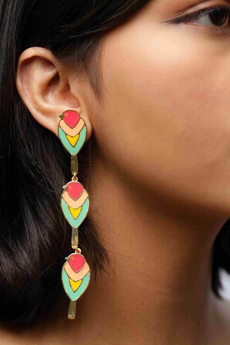 Coral Chirping Dangler Earrings - Image 1