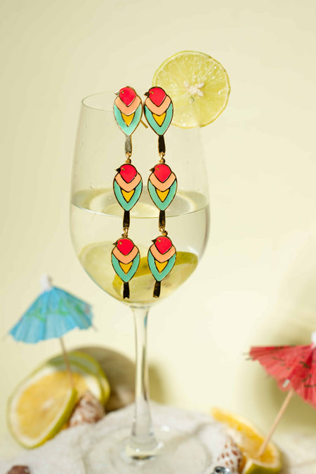 Coral Chirping Dangler Earrings - Image 2