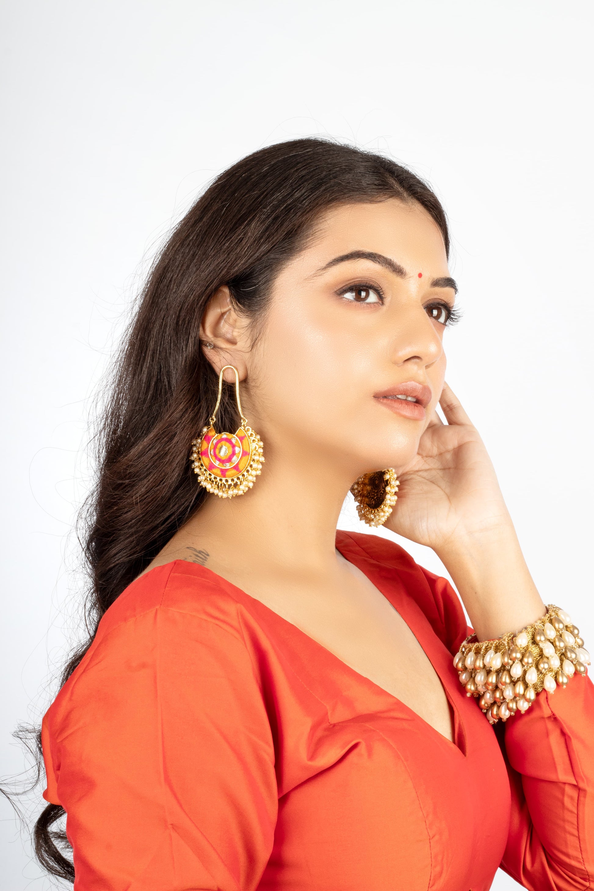 Sunflower Mustard Yellow Silk Thread Embroidered Chaandbaalis – Earrings from Bauble Bazaar