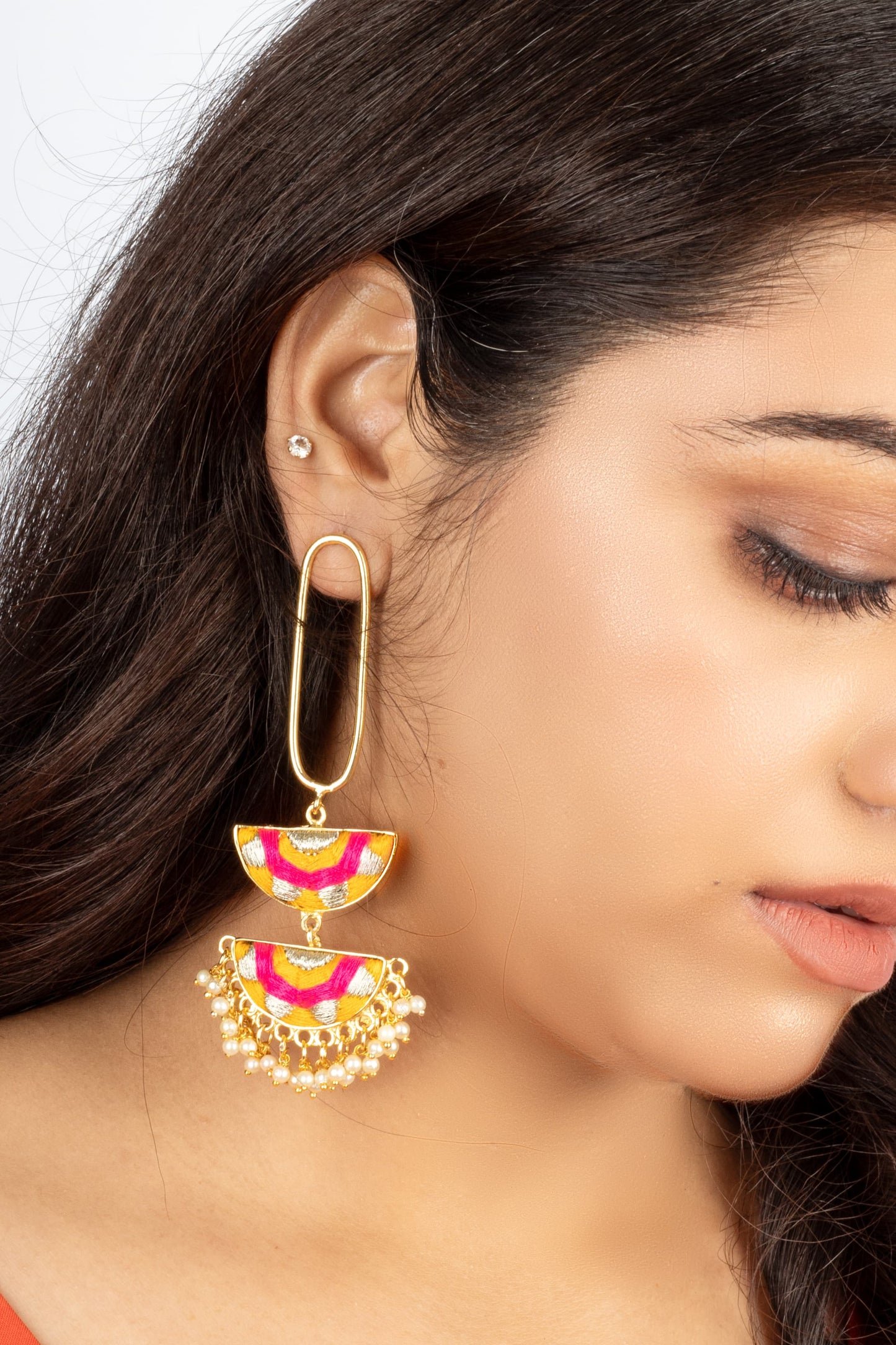 Honey Glow Mustard Yellow Dangler Earrings for Festives