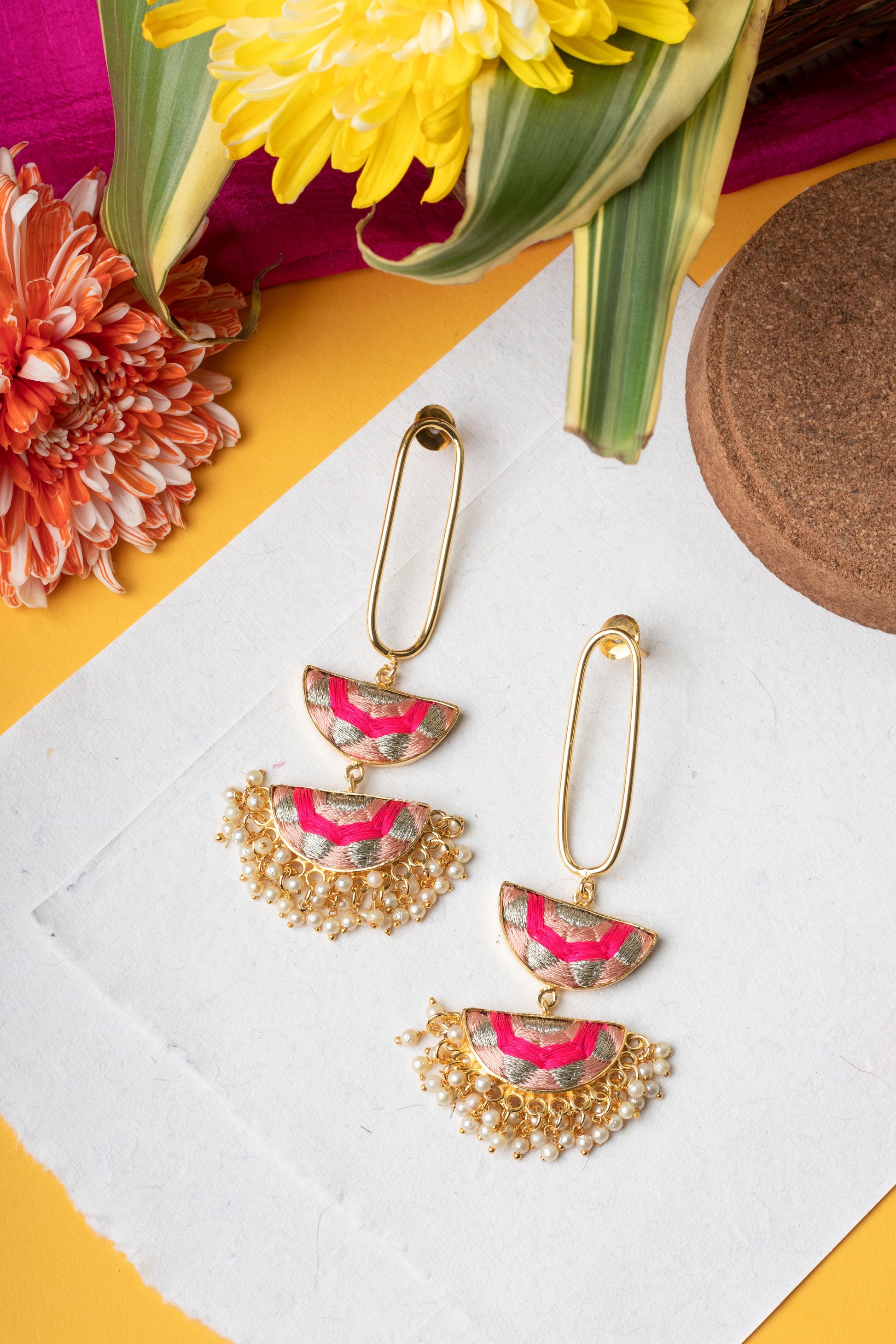 Pink Sunrise Danglers – Earrings from Bauble Bazaar
