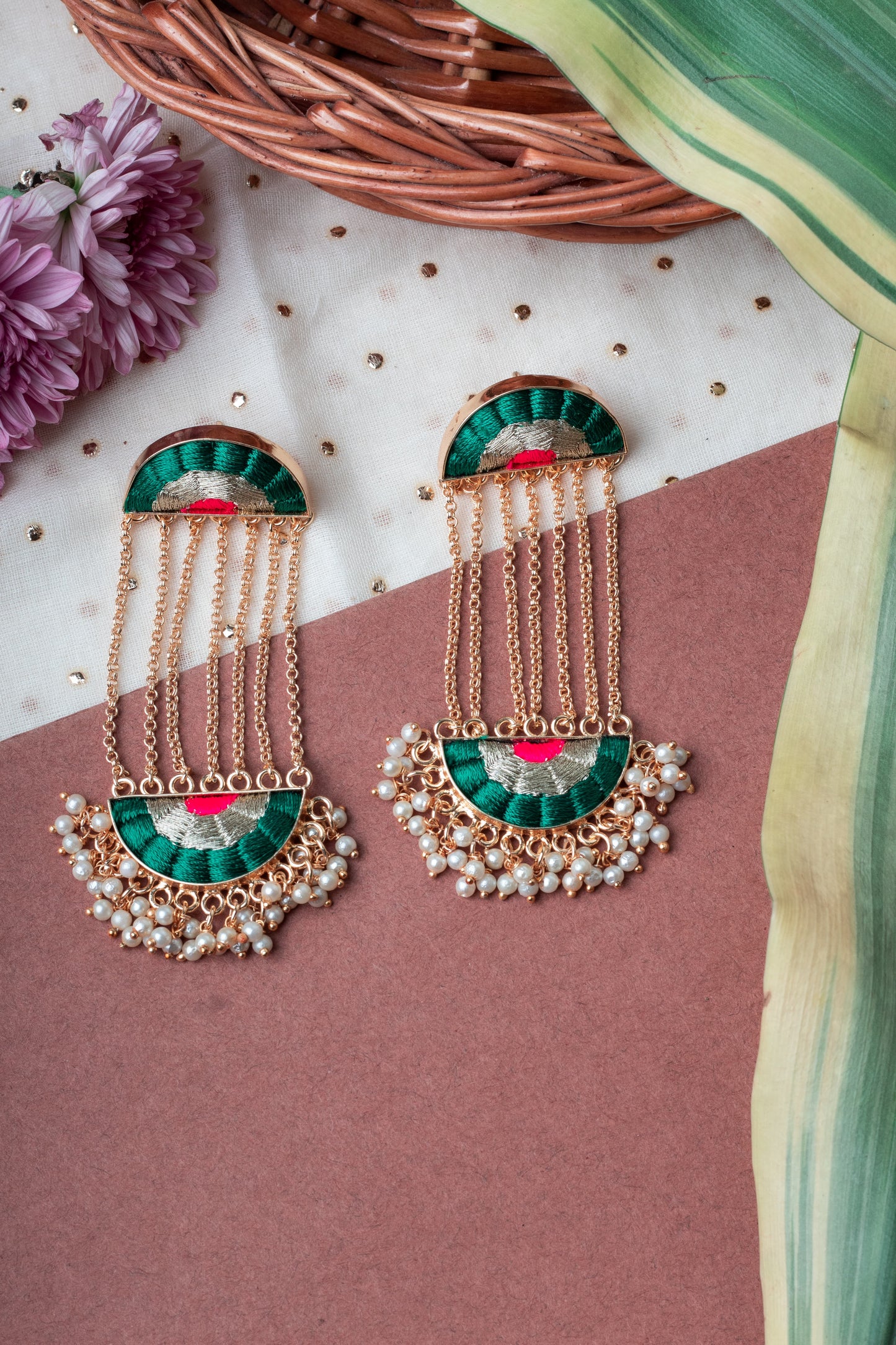 Blossom Jade Tassel Earrings