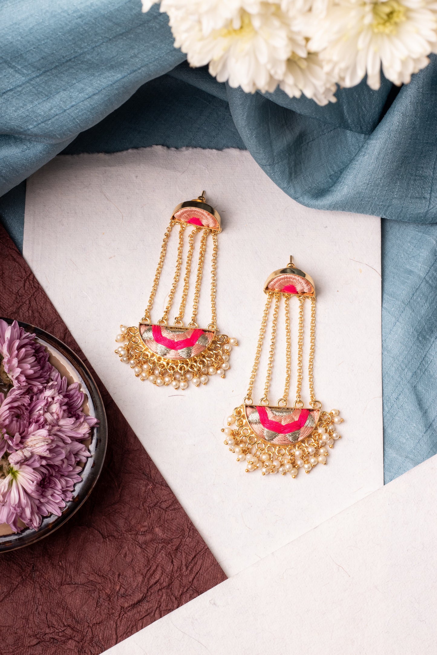 Rose Glow Tassel Earrings