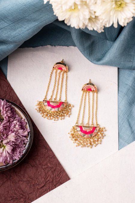 Rose Glow Tassel Earrings----image