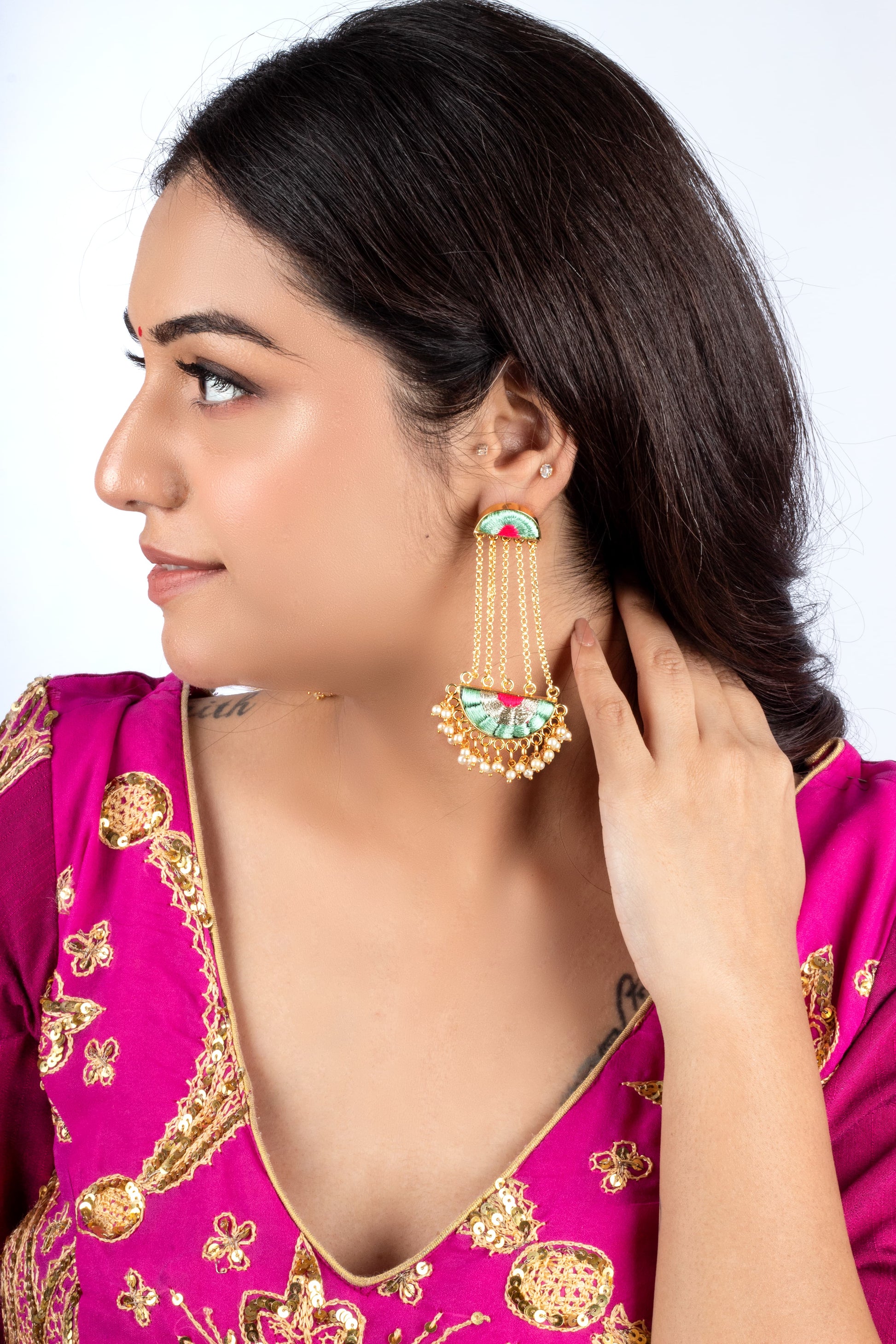 Teal Bloom Mandala Festive Tassels Earrings – Earrings from Bauble Bazaar