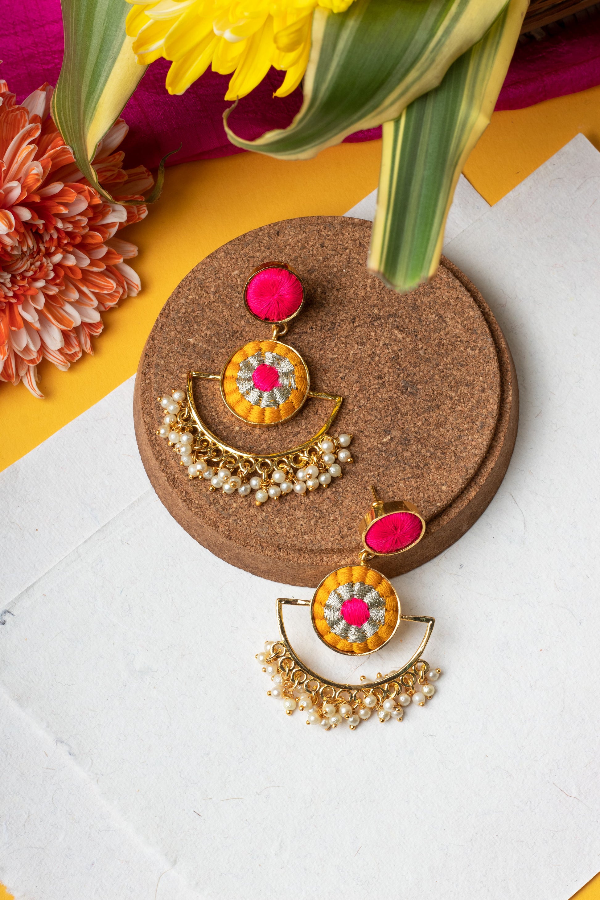 Sunflower Rhythm Jhumkas – Earrings from Bauble Bazaar