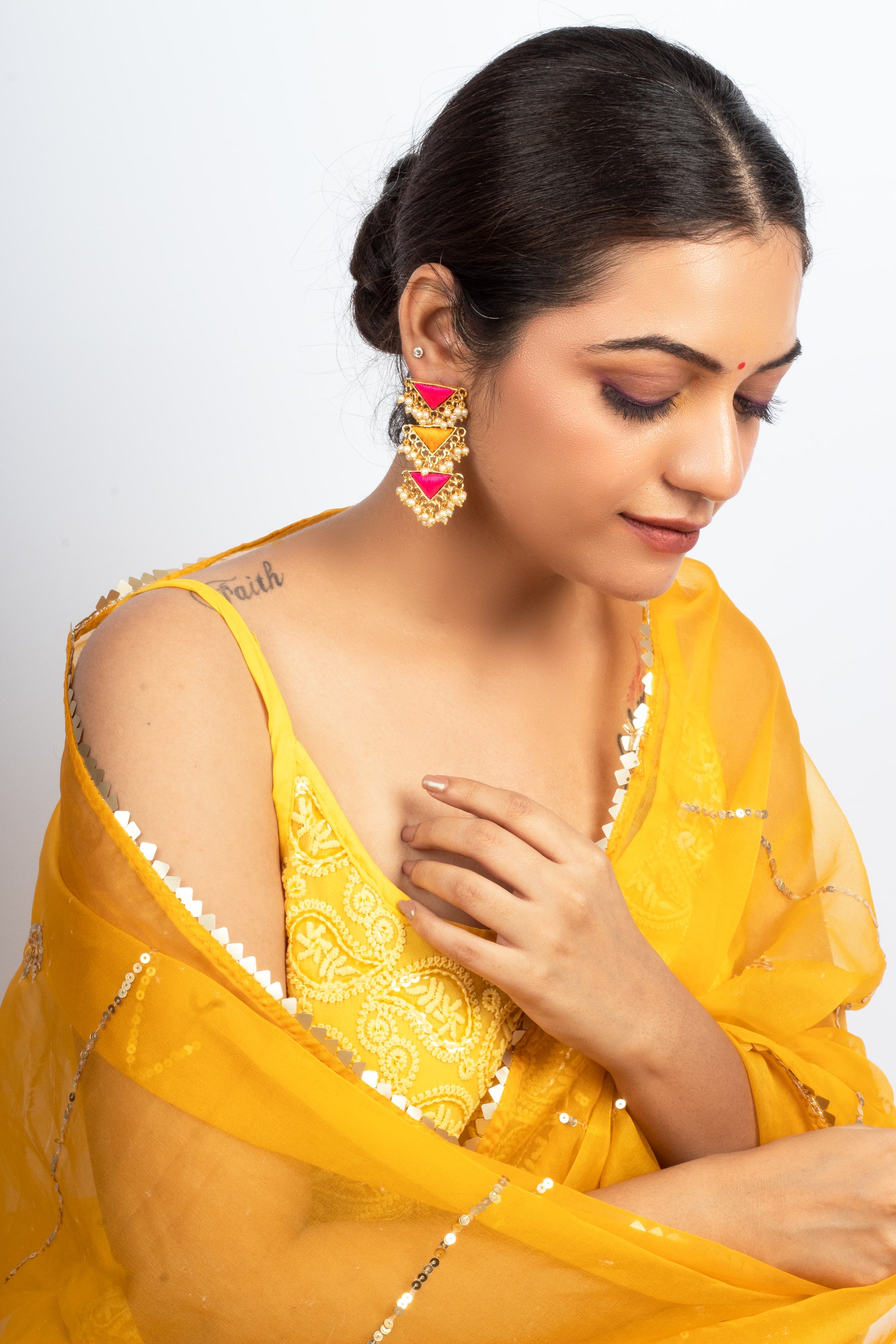 Peppy Petals Silk Embroidered Danglers – Earrings from Bauble Bazaar