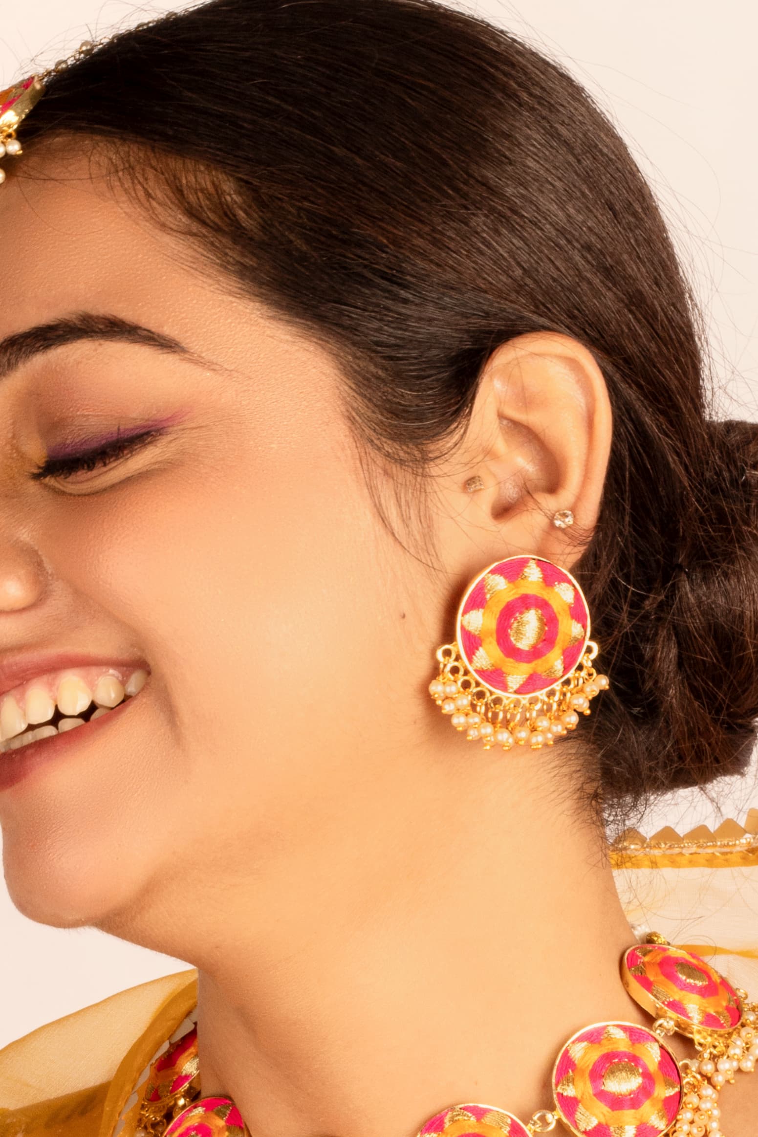 Golden Petal Stud Earrings