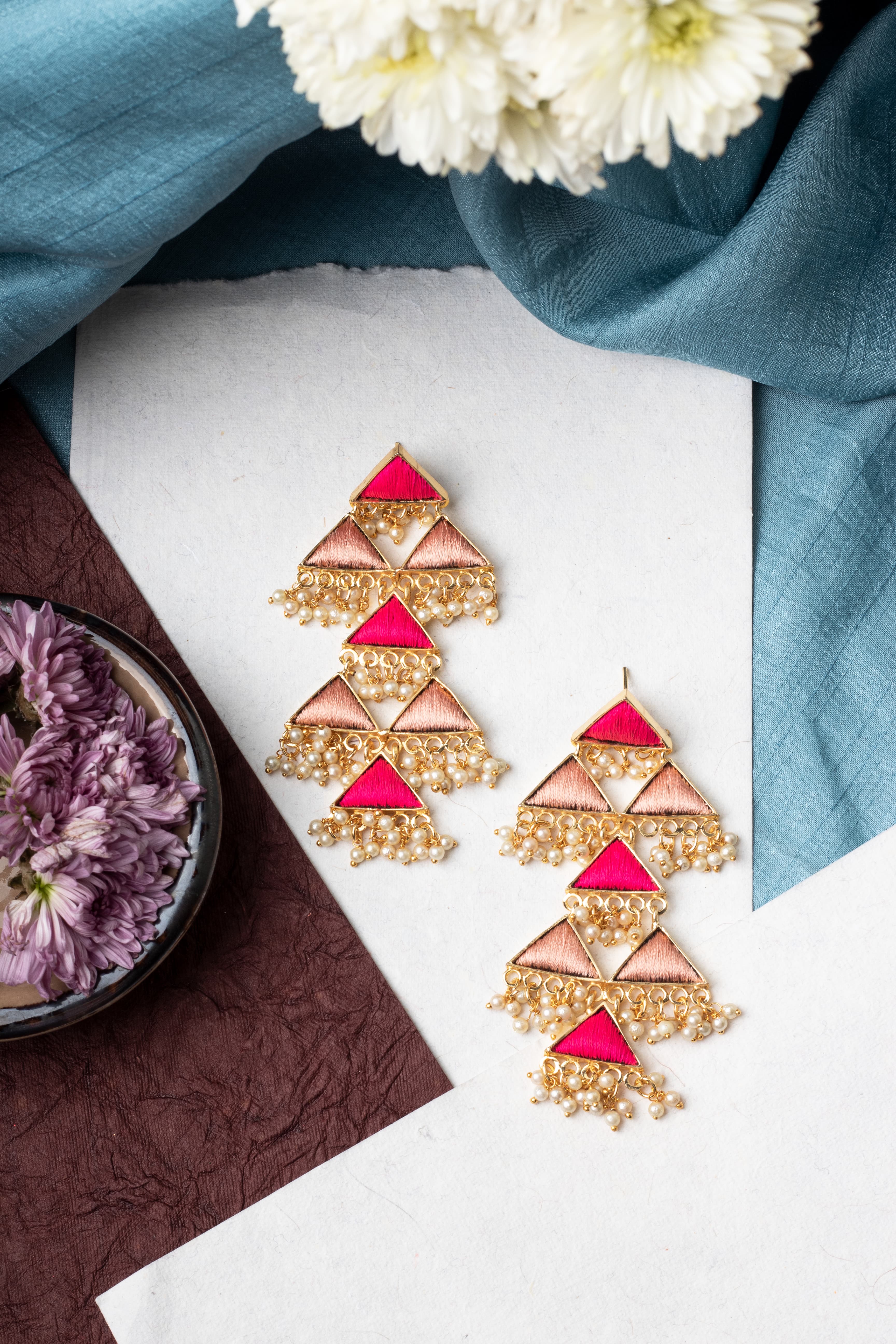 Peachy Petal Dangle Earrings