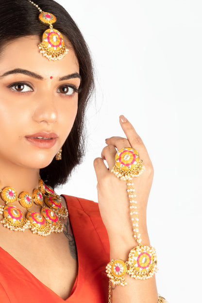 Sunset Blush Hand Harness – Haathphool from Bauble Bazaar