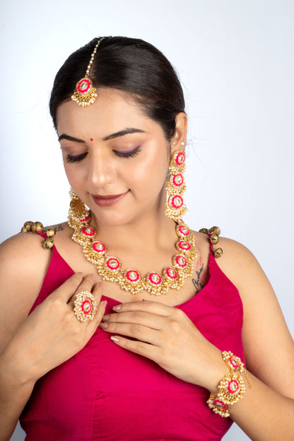 (Only Necklace) Aurora Peach Embroidery Necklace – Necklaces from Bauble Bazaar