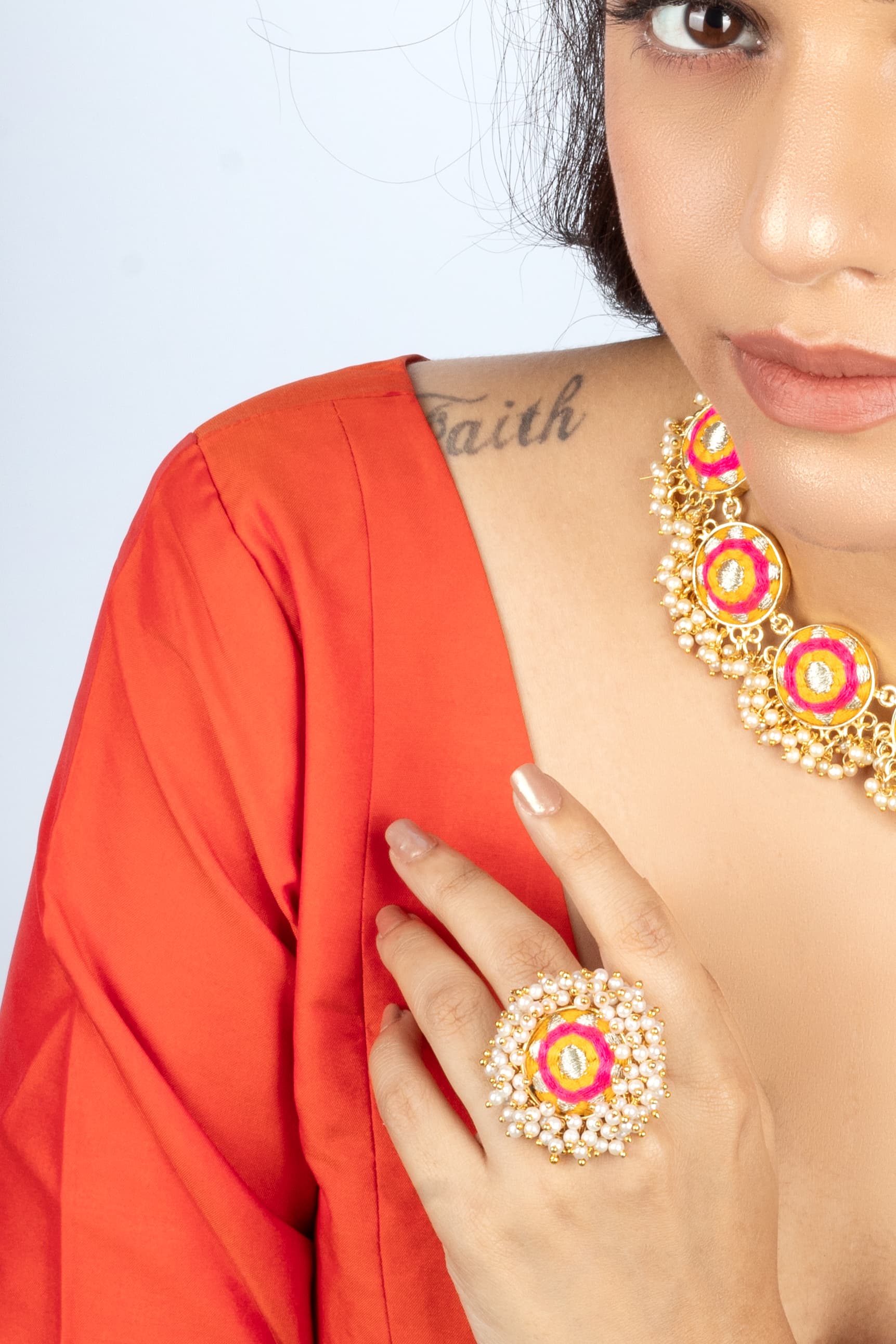 Mustard Bloom - Red – Ring from Bauble Bazaar