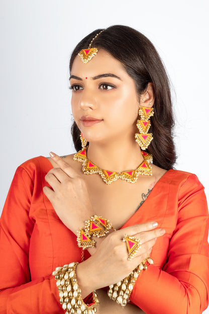 Marigold Bloom Mustard Yellow & Hot Pink Silk Thread Ring