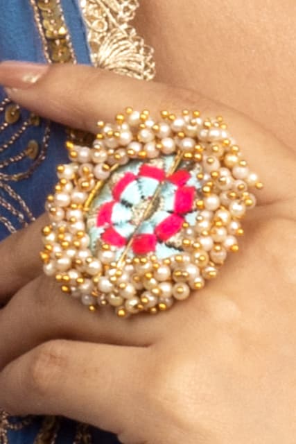 Morning Bloom Sky Blue & Persian Pink Ring----image