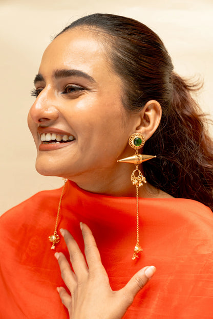 Teevra Rekha Long Statement Earrings