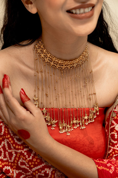 Nritya Leher Fringe Choker - Image 4