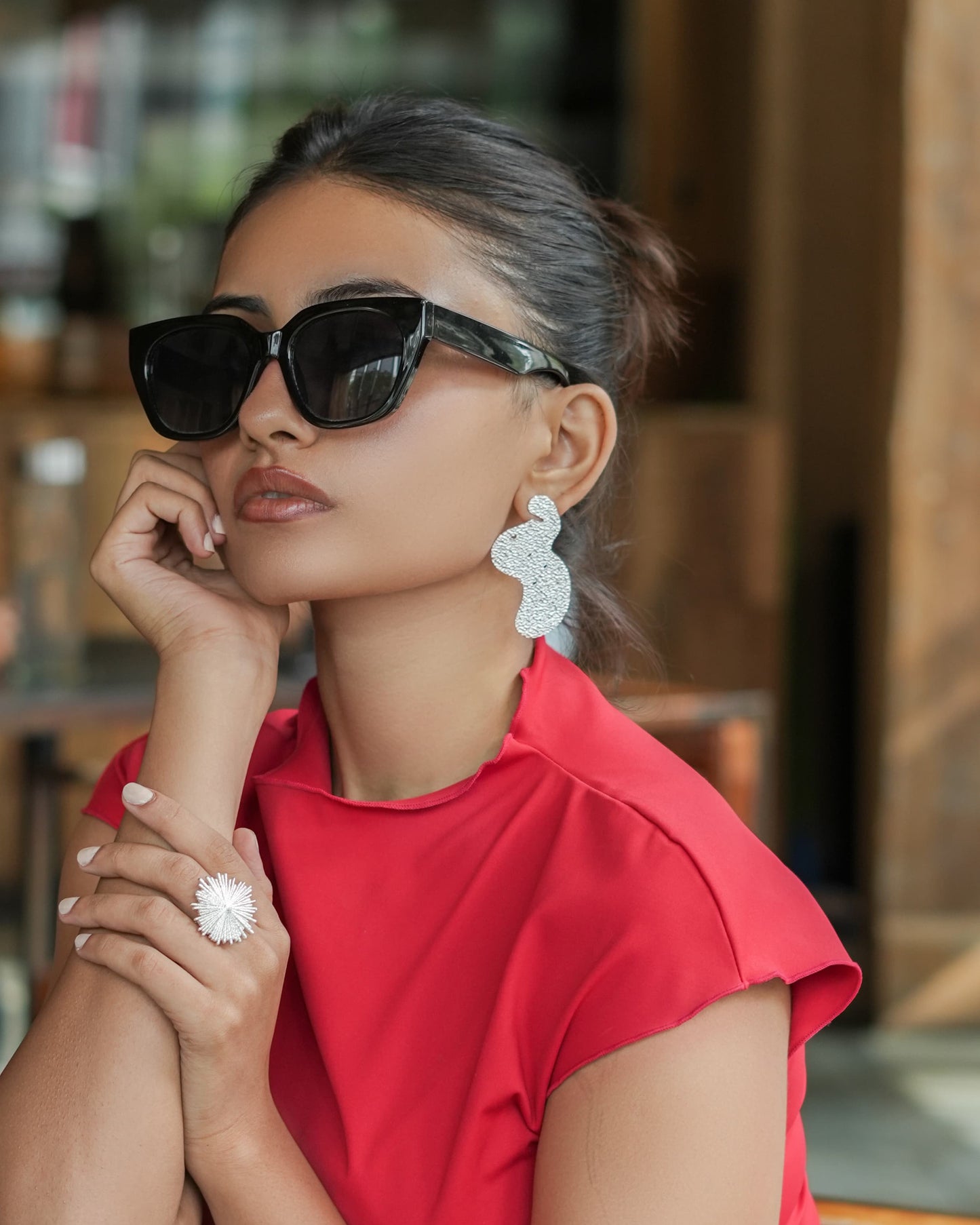 Martini Mode Stud Earrings - Silver – Earrings from Bauble Bazaar