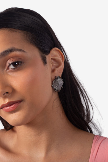 Swipe Right Stud Earrings - Black--2--image