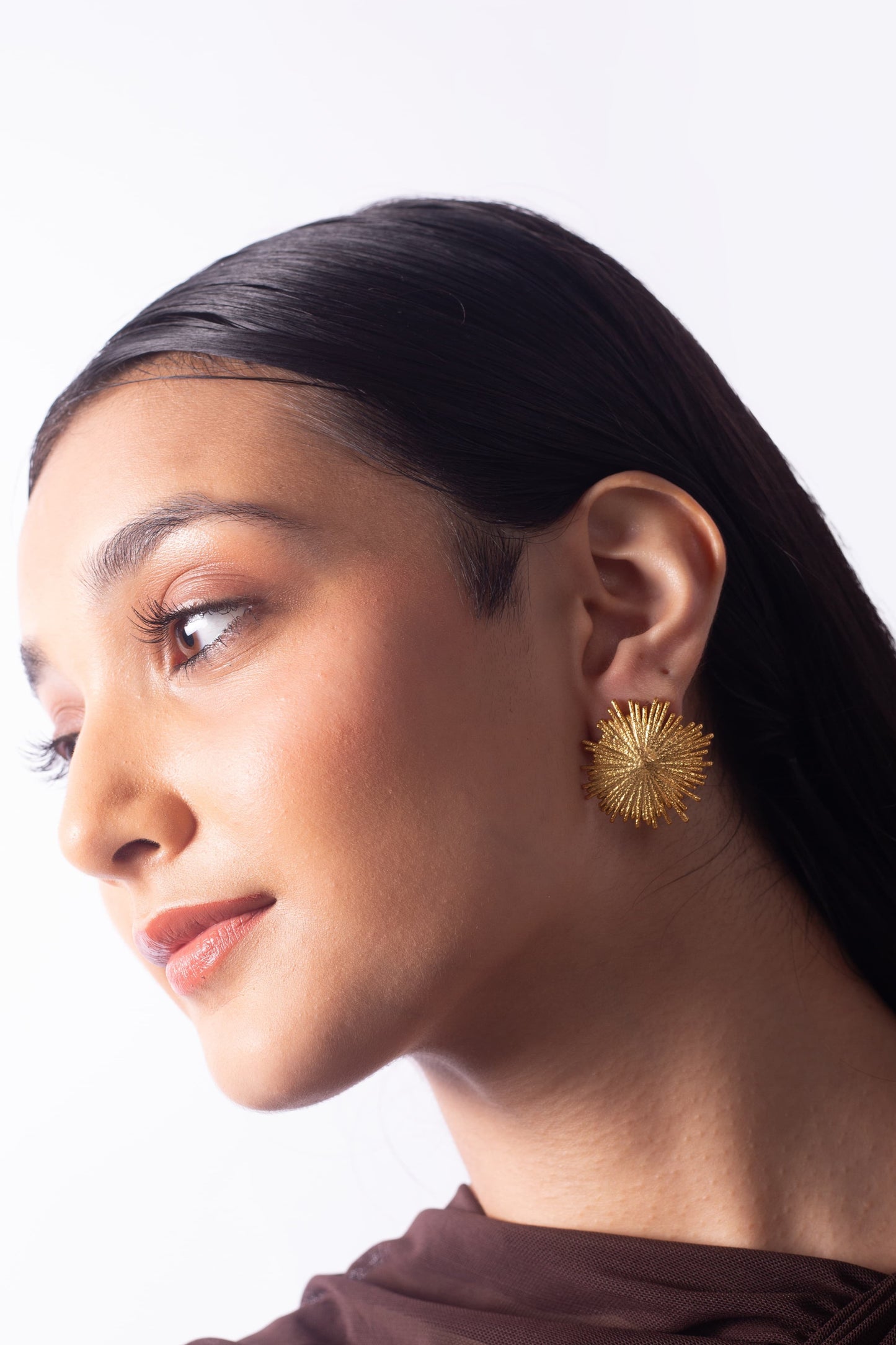 Swipe Right Stud Earrings - Gold – Earrings from Bauble Bazaar