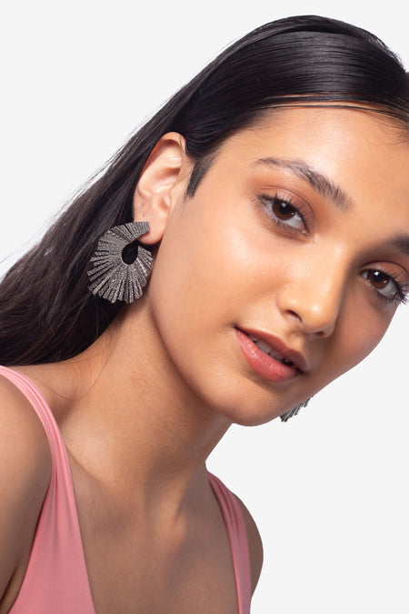 Talk of the Table Earrings - Black--3--image