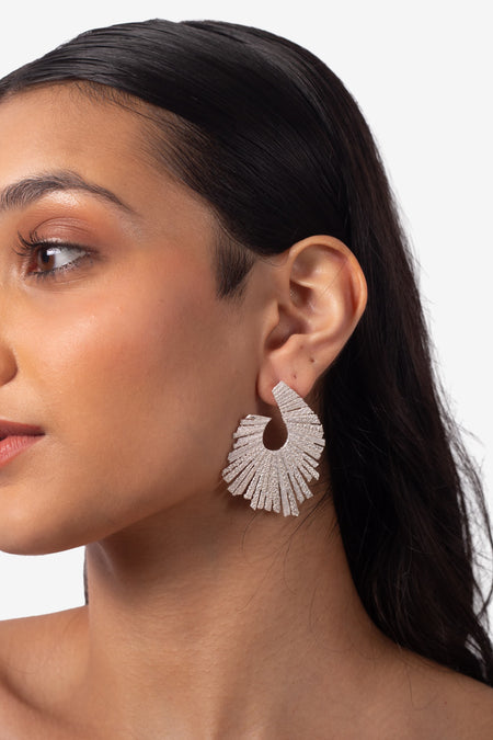 Talk of the Table Earrings - Silver--2--image