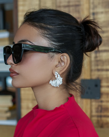 Matcha Mood Statement Studs - Silver--3--image
