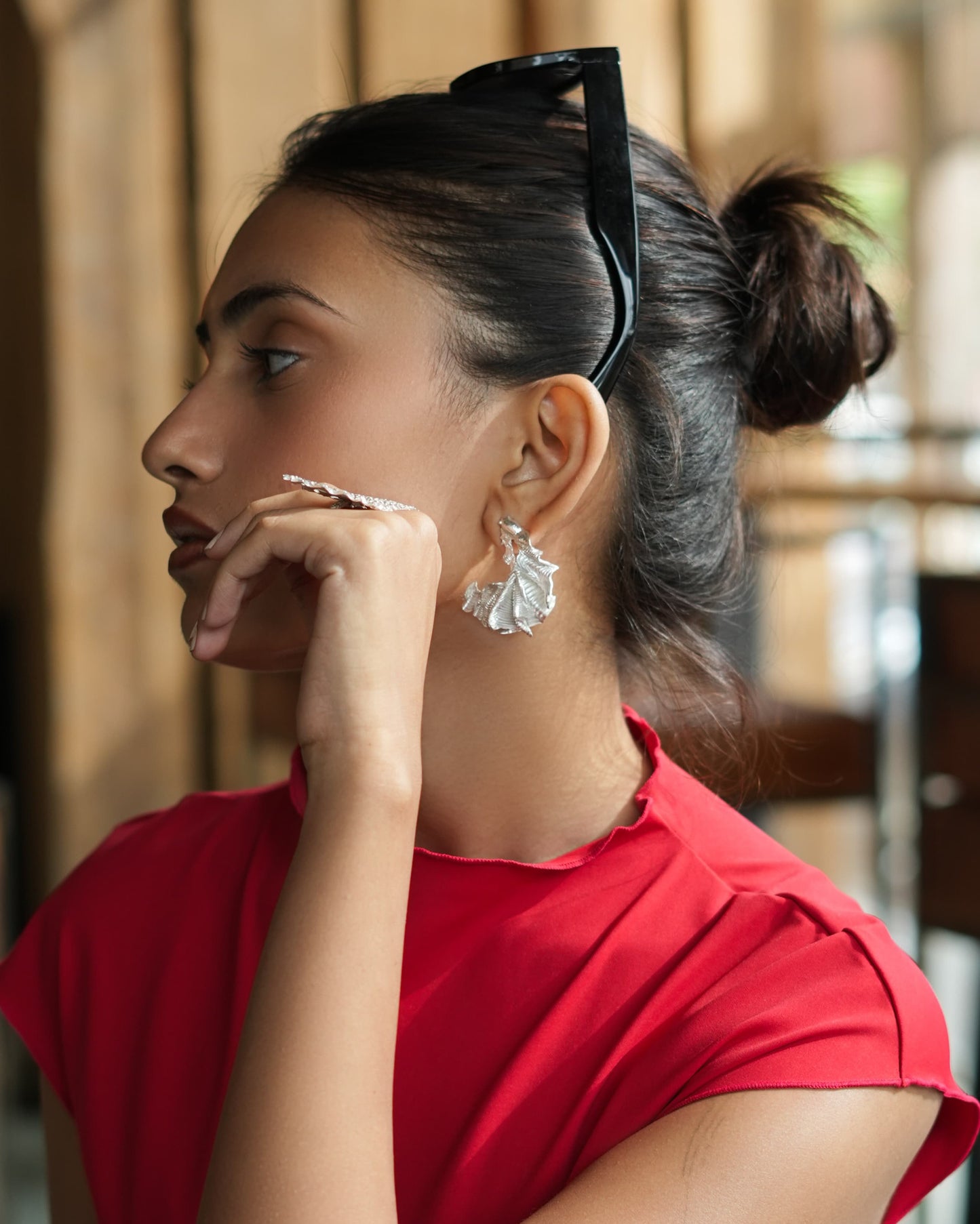 Matcha Mood Statement Studs - Silver