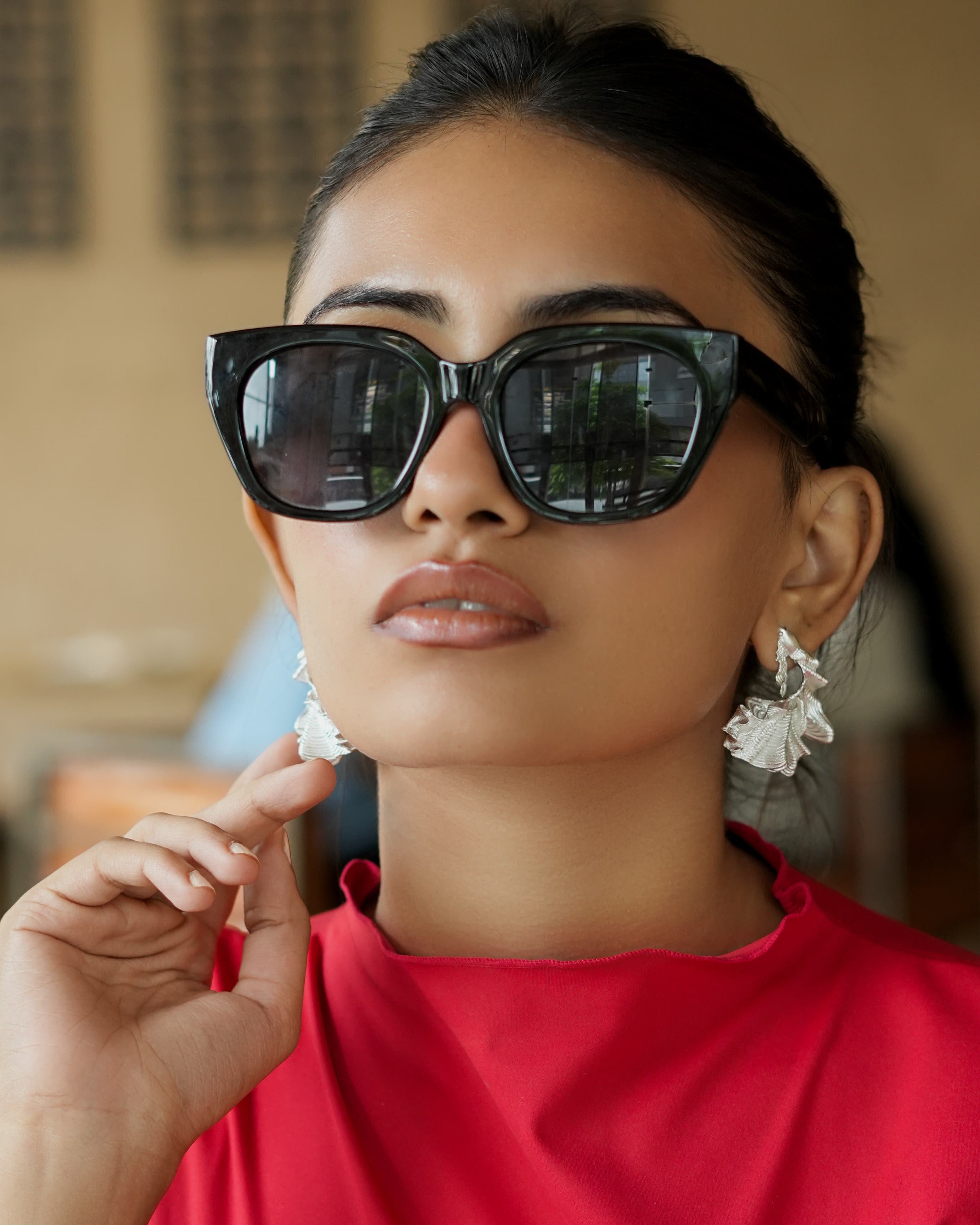Matcha Mood Statement Studs - Silver