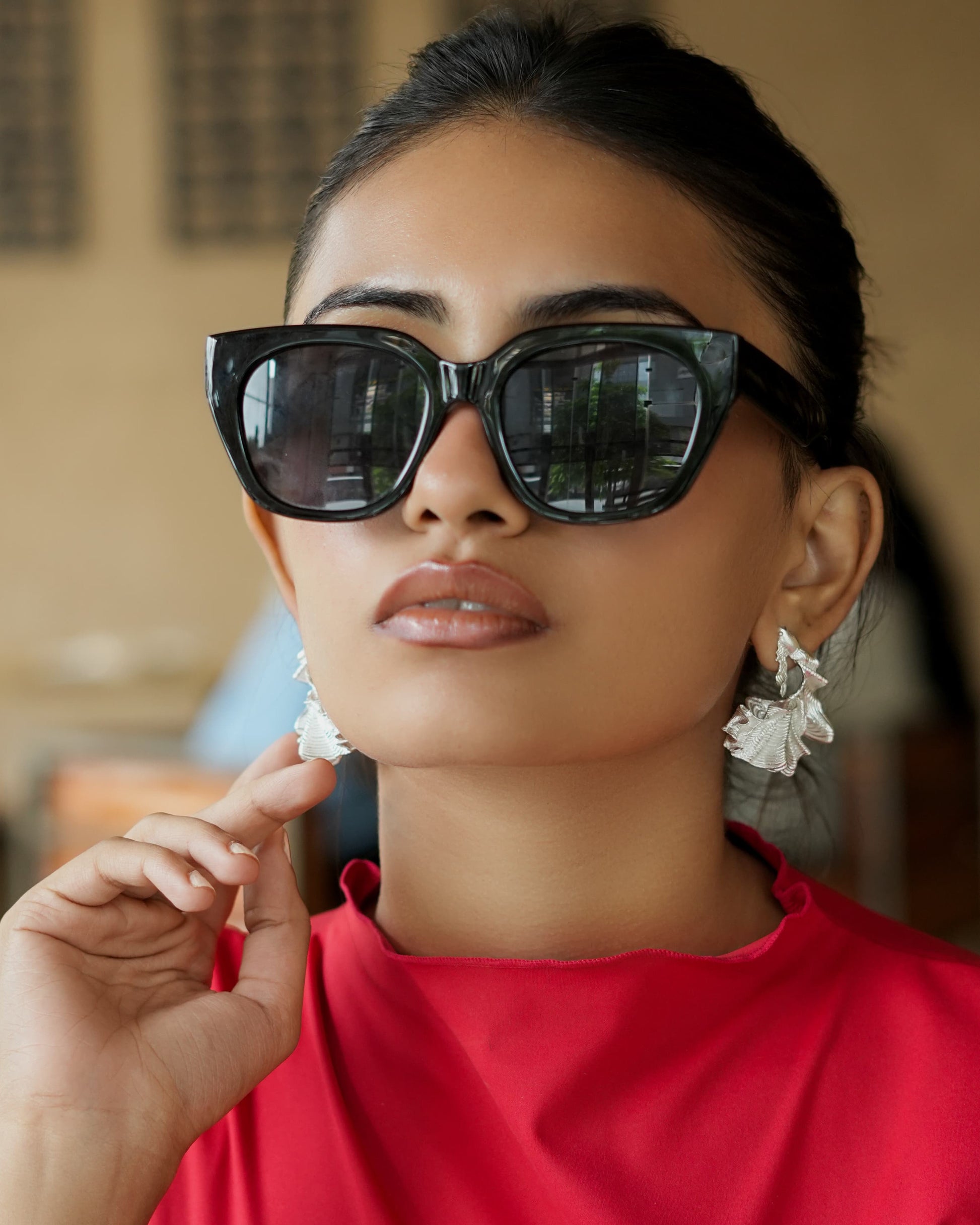 Matcha Mood Statement Studs - Silver – Earrings from Bauble Bazaar