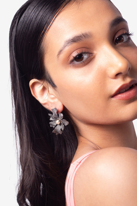 Who’s She Stud Earrings - Black--2--image