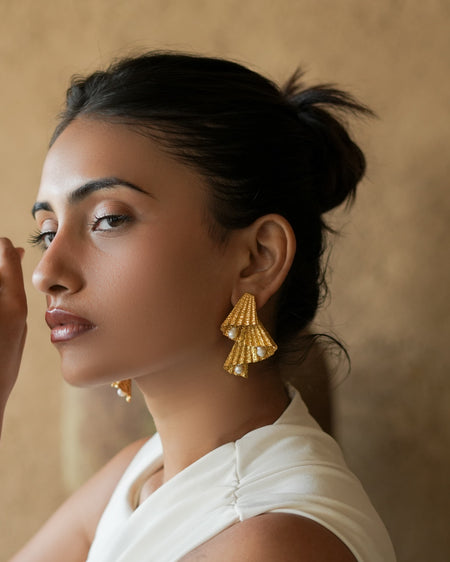 Five Miss Calls Statement Studs - Gold--3--image