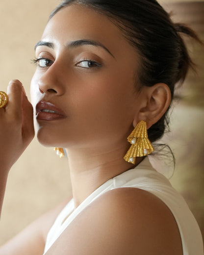 Five Miss Calls Statement Studs - Gold – Earrings from Bauble Bazaar