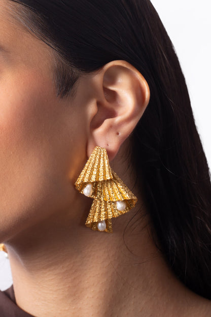 Five Miss Calls Statement Studs - Gold